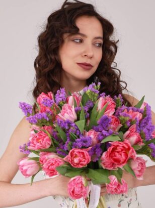 Дуо пионовидные тюльпаны и статица — изображение 3