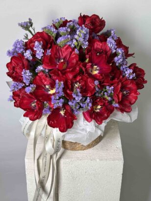 Корзина дуо тюльпаны и статица — изображение 2